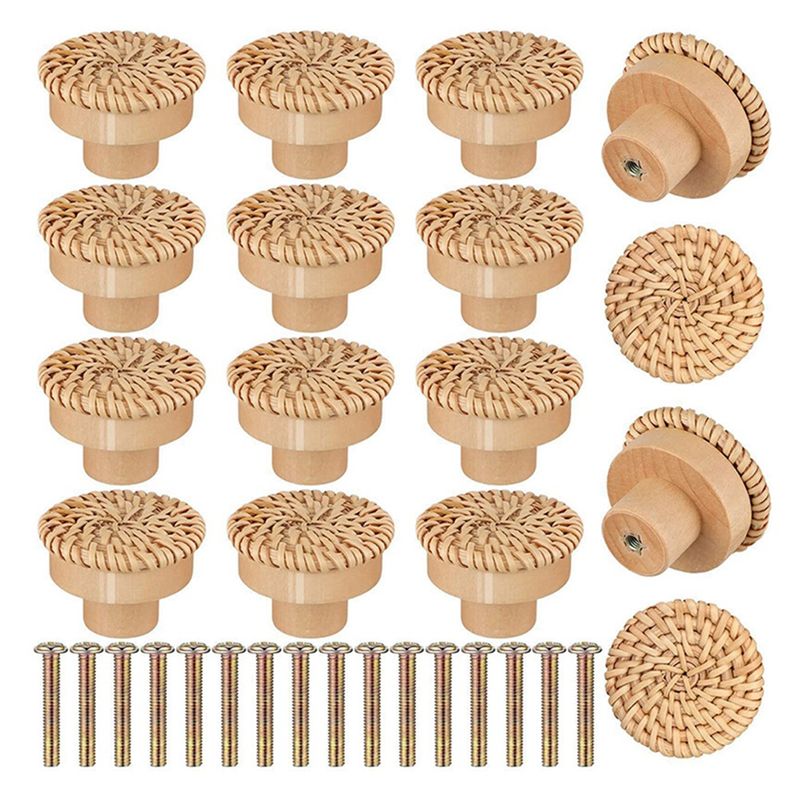 Furniture Hardware Paint - ABLQ 木製ハンドル ブナ材籐引き出しノブ ワードローブ家具ハンドル 食器棚ドアハンドル ドレッサープル