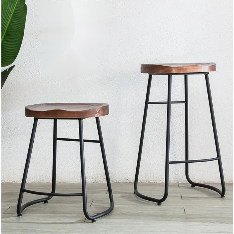Z. A. Furniture - シンプルモダンなアイアンバーチェア、高脚カウンタースツール、無垢材シートのキッチンチェア、多用途な家庭用家具