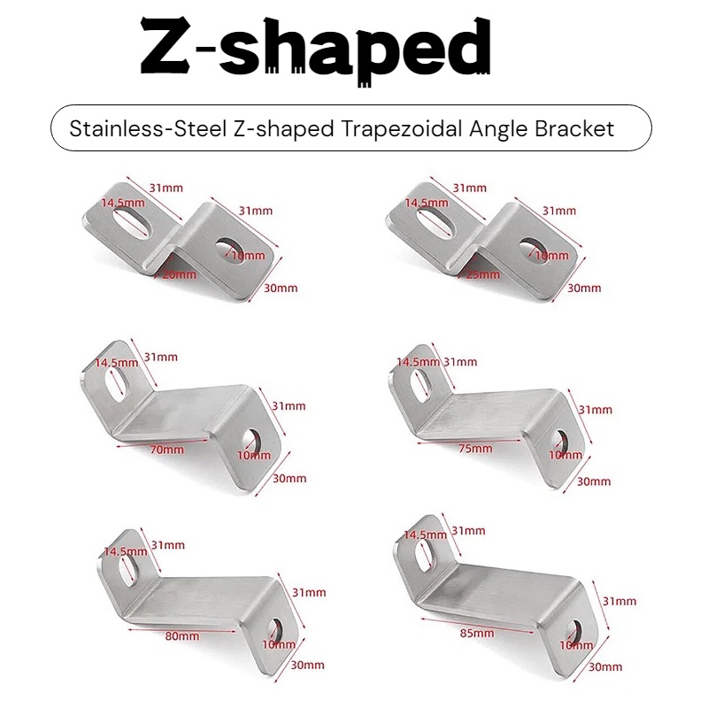 Z. A. Furniture - 厚さ3mmのステンレス鋼Z型アングルブラケットオフセットコーナーコネクタ家具キャビネットドアウォールマウント固定サポートハードウェア