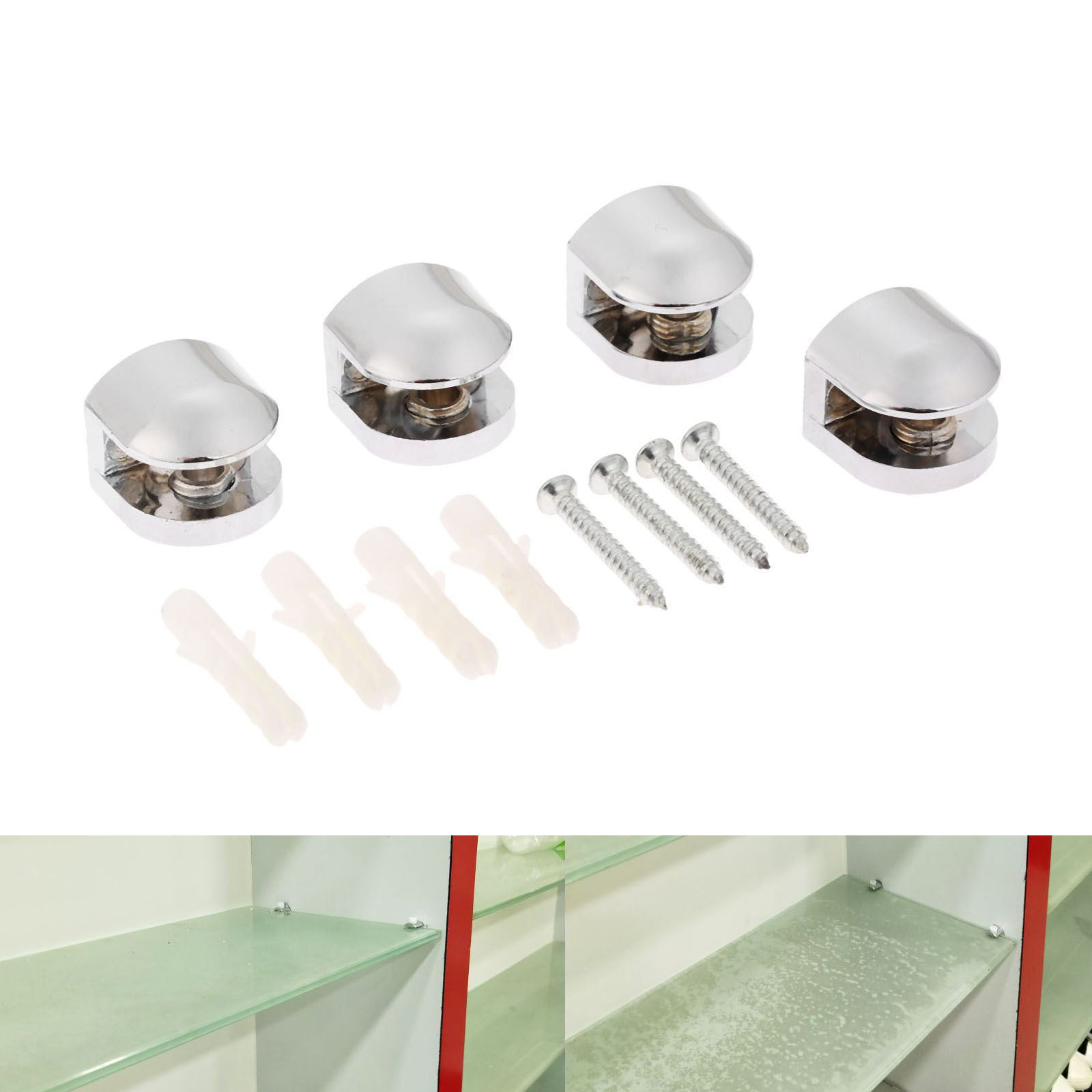 4 ピース/セット亜鉛合金調整可能なガラス棚サポートホルダー - Furniture Hardware Screws のレビューと価格