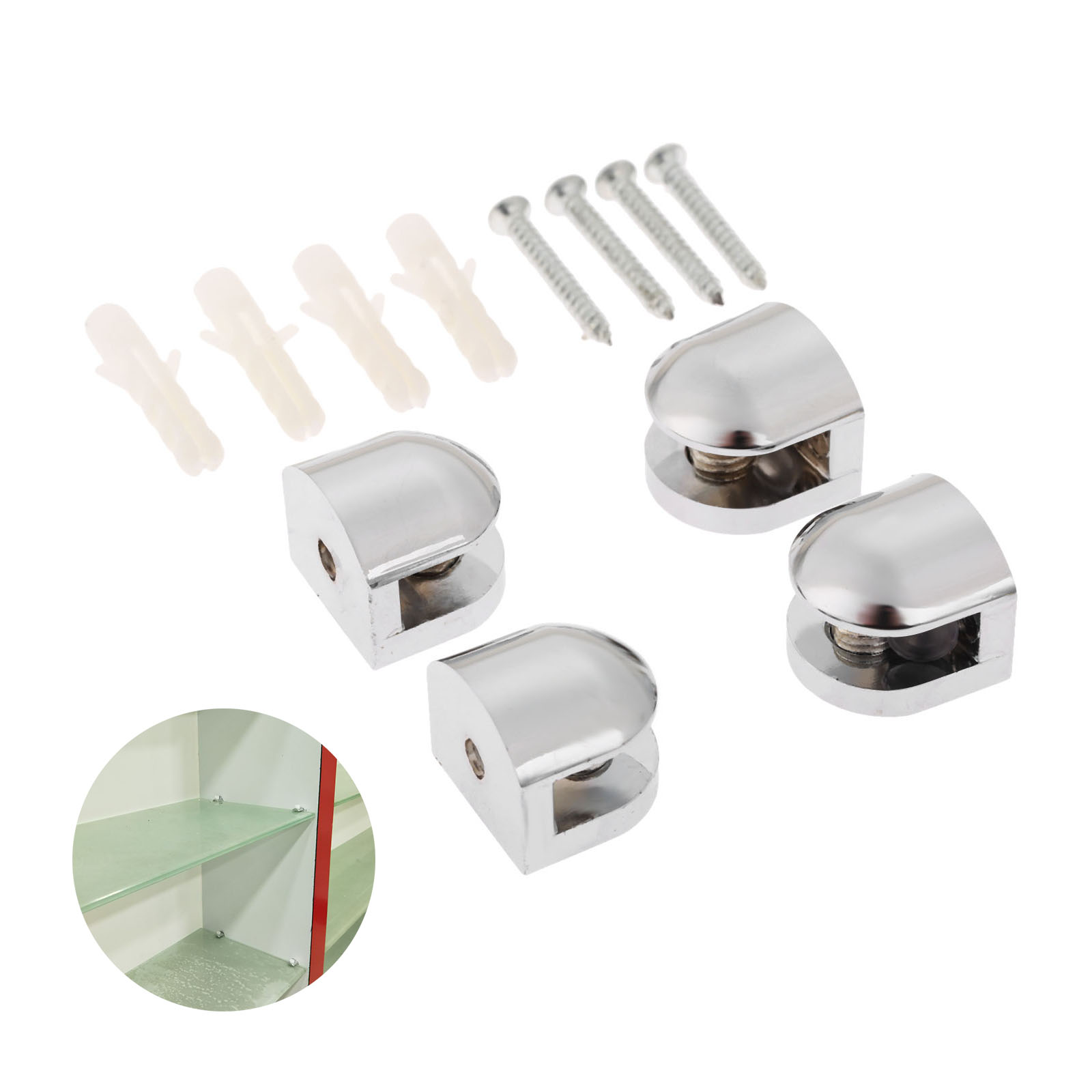 4 ピース/セット亜鉛合金調整可能なガラス棚サポートホルダー - Furniture Hardware Screws のレビューと価格