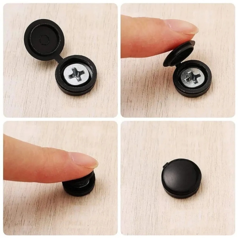 50/100/200 個黒実用的なヒンジ付きプラスチックネジ - Furniture Hardware Screws のレビューと価格