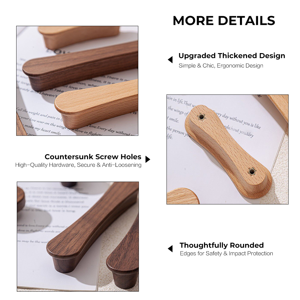 ブラックウォールナットキャビネットハンドル木製引き出し取っ手 - Furniture Hardware Black のレビューと価格