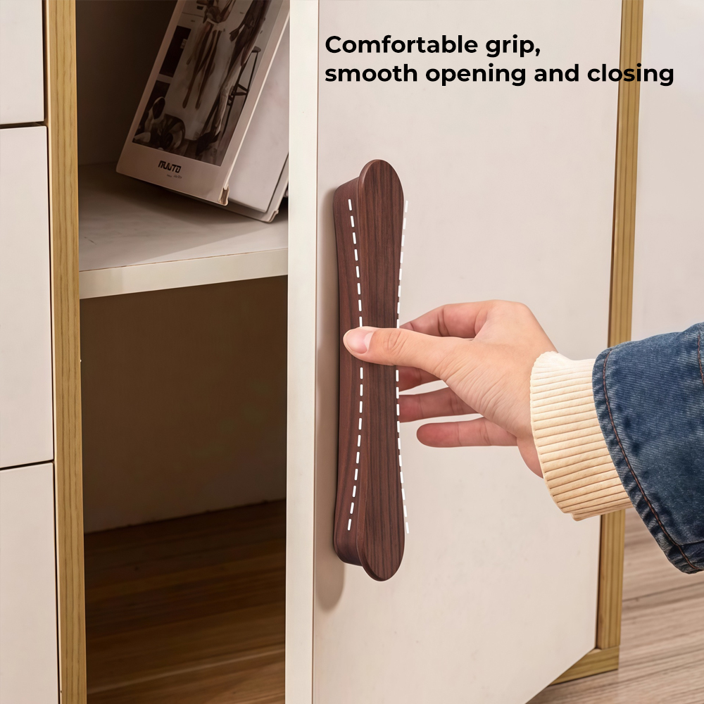 ブラックウォールナットキャビネットハンドル木製引き出し取っ手 - Furniture Hardware Black のレビューと価格