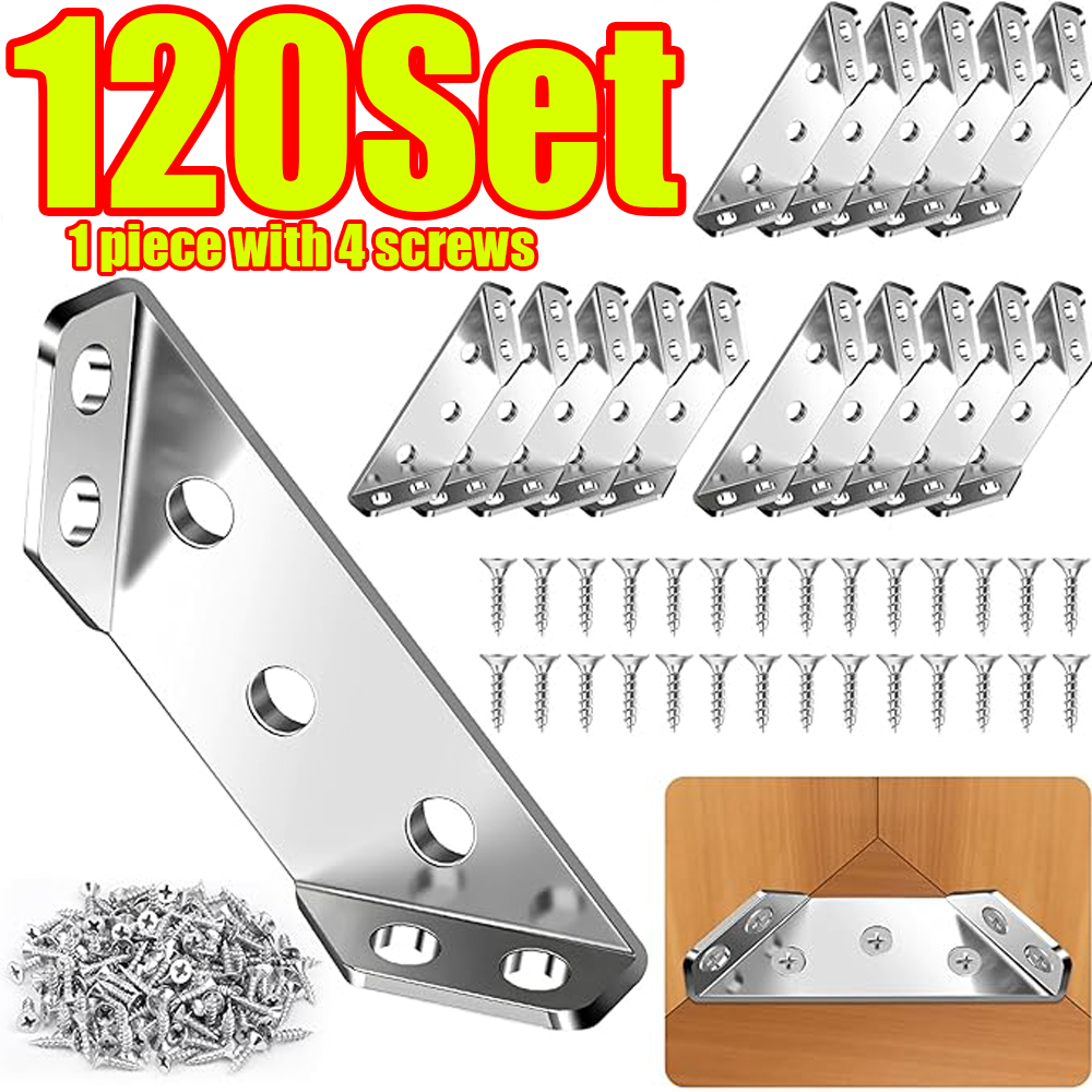 1-120セット家具コーナーコネクターステンレス鋼アングルコ - Furniture Hardware Screws のレビューと価格