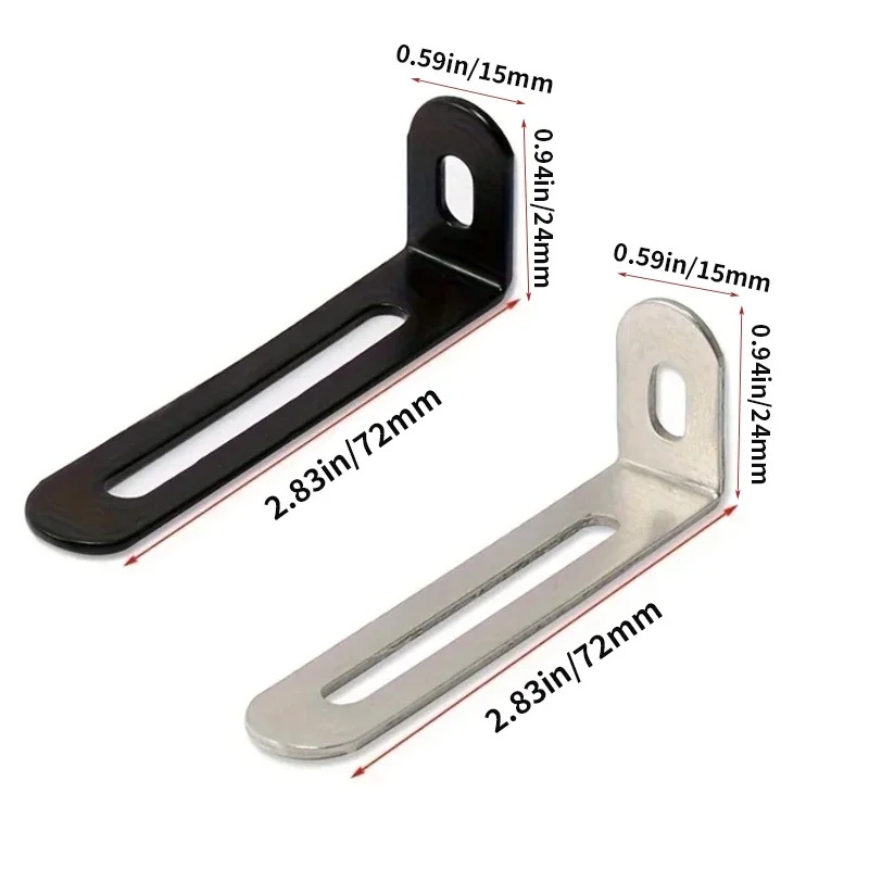10 個 L 型調整可能な角度ブラケットブラック & シルバ - Furniture Hardware Black のレビューと価格