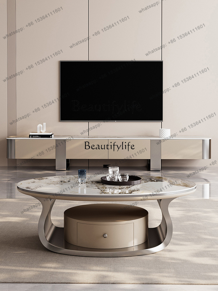 z.ライトラグジュアリーロックスラブオーバルコーヒーテーブル - Z. A. Furniture のレビューと価格