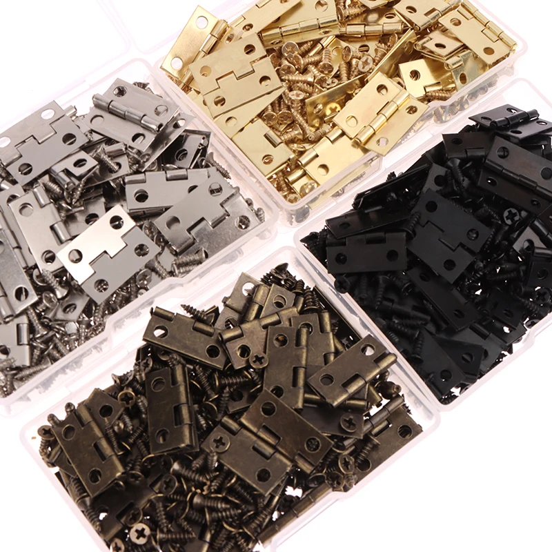 50 個/箱 ヒンジ + 200 ネジ 鉄 ゴールド シルバ - Furniture Hardware Black のレビューと価格