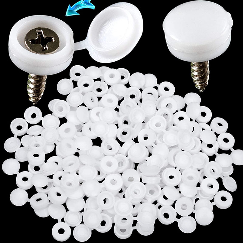 白いヒンジ付きプラスチックネジキャップカバー倍スナップ保護キ - Furniture Hardware Screws のレビューと価格