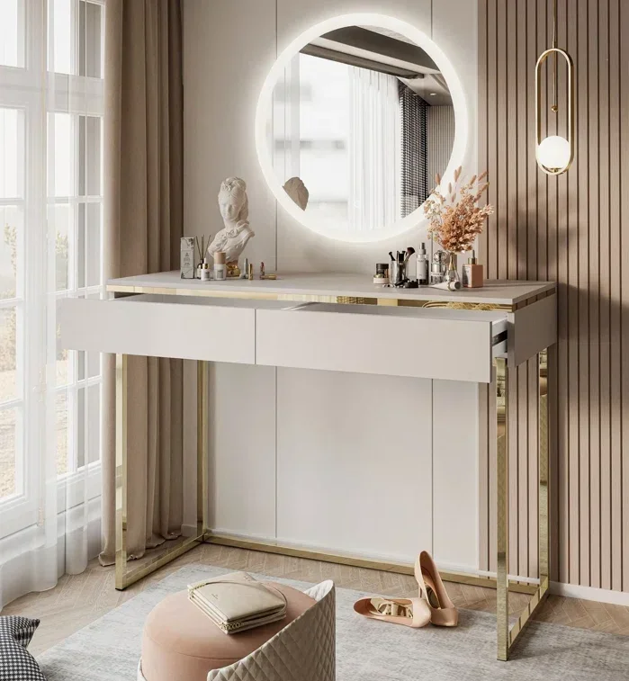 寝室用家具 ステンレス ゴールドスタイル 光沢のある化粧台  - Z. A. Furniture のレビューと価格